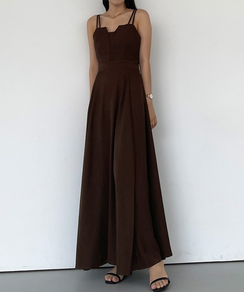 Louere（ルエレ）の「デザインフレアキャミワンピース（ワンピース・レディース・アイボリー/ブラック/グレイッシュベージュ/チャコール/ブラウン/グレー系その他2/ブラック系その他2/ホワイト系その他2/ホワイト系その他/ブラック系その他/グレー系その他・SMALL/MEDIUM/LARGE/X-LARGE）」の18枚目の写真