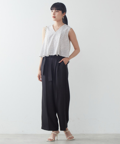 Tiara(ティアラ)の「ハイウエストリボンパンツ(その他パンツ・レディース・ネイビー/キャメル/ブラック・S/M/2/3)」の7枚目の写真