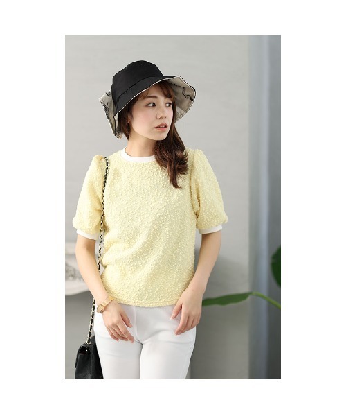 Sawa a la mode(サワアラモード)の「パフスリーブトップス(Tシャツ/カットソー・レディース・イエロー/ラベンダー/ホワイト・FREE)」の5枚目の写真