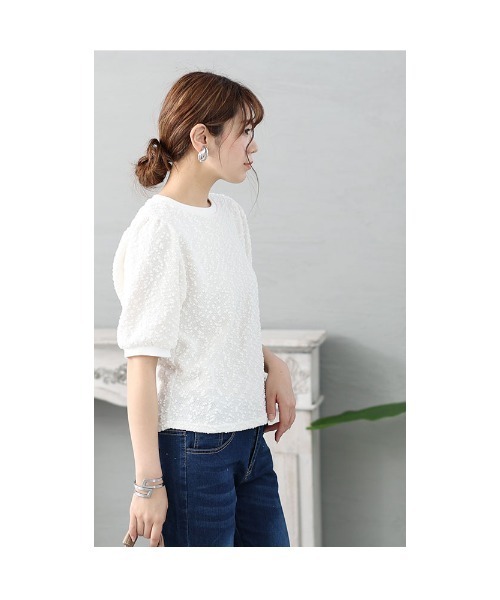 Sawa a la mode(サワアラモード)の「パフスリーブトップス(Tシャツ/カットソー・レディース・イエロー/ラベンダー/ホワイト・FREE)」の11枚目の写真