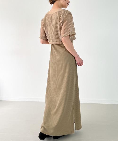 JUNOAH（ジュノア）の「【取り外し可能カップ付き】スクエアネック紐キャミワンピース+メッシュカーディガン（ワンピース・レディース・ブラック/グレイッシュベージュ/アイボリー・MEDIUM/LARGE/X-LARGE）」の17枚目の写真