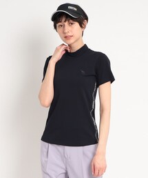 【UVカット/接触冷感】サイドテープデザイン 半袖モックネックプルオーバー