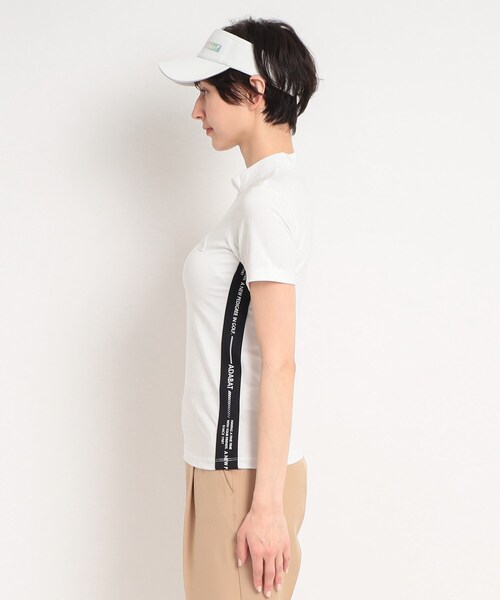 adabat(アダバット)の「【UVカット/接触冷感】サイドテープデザイン 半袖モックネックプルオーバー(Tシャツ/カットソー・レディース・ホワイト/ダークネイビー/ナチュラル・36/38/40)」の17枚目の写真