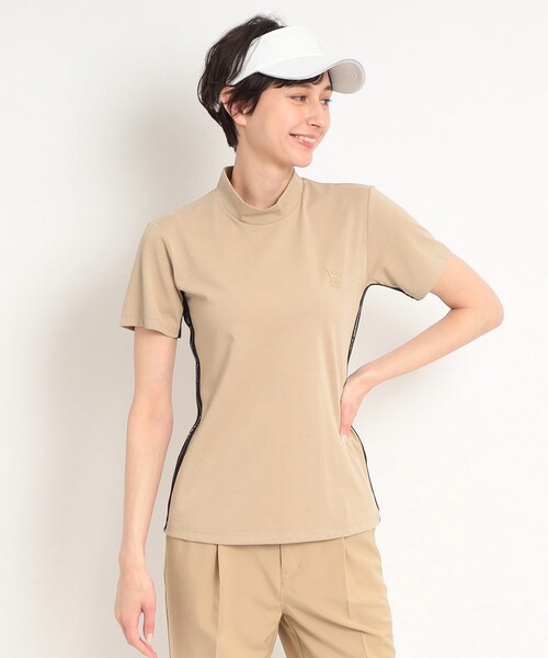 adabat(アダバット)の「【UVカット/接触冷感】サイドテープデザイン 半袖モックネックプルオーバー(Tシャツ/カットソー・レディース・ホワイト/ダークネイビー/ナチュラル・36/38/40)」の18枚目の写真