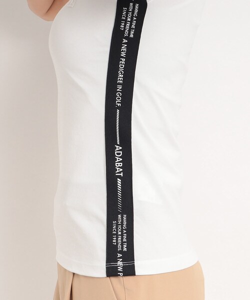 adabat(アダバット)の「【UVカット/接触冷感】サイドテープデザイン 半袖モックネックプルオーバー(Tシャツ/カットソー・レディース・ホワイト/ダークネイビー/ナチュラル・36/38/40)」の16枚目の写真