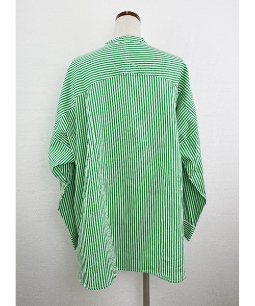 Rydia(リディア)の「ストライプオーバーシャツ(シャツ/ブラウス・レディース・グリーン/レッド/ブルー・M)」の6枚目の写真