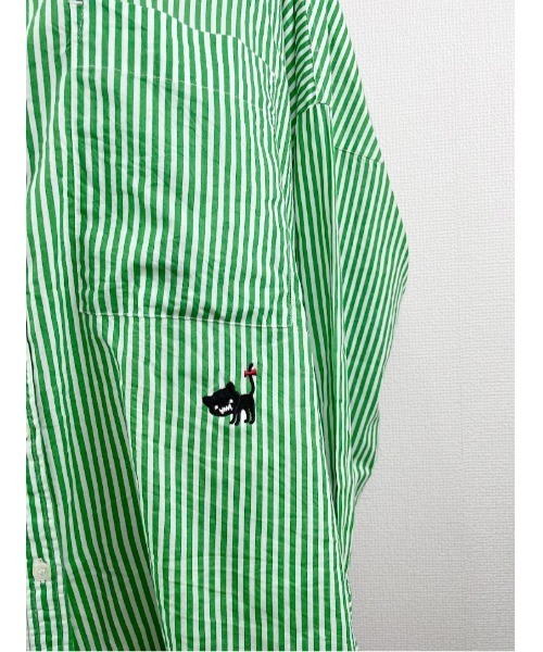 Rydia(リディア)の「ストライプオーバーシャツ(シャツ/ブラウス・レディース・グリーン/レッド/ブルー・M)」の9枚目の写真