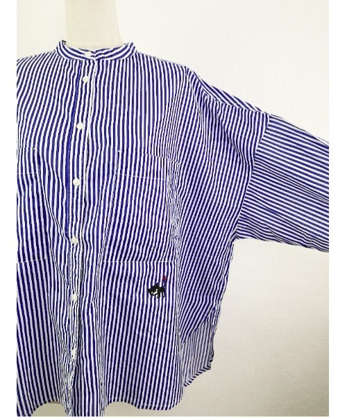 Rydia(リディア)の「ストライプオーバーシャツ(シャツ/ブラウス・レディース・グリーン/レッド/ブルー・M)」の8枚目の写真