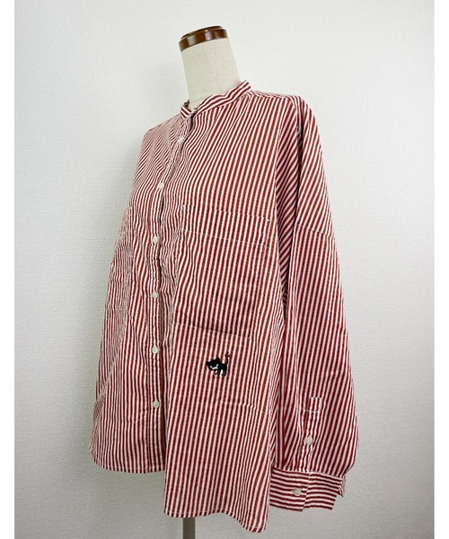 Rydia(リディア)の「ストライプオーバーシャツ(シャツ/ブラウス・レディース・グリーン/レッド/ブルー・M)」の12枚目の写真