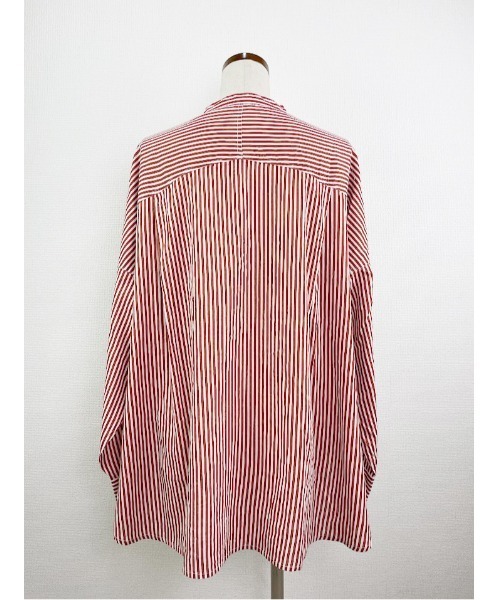 Rydia(リディア)の「ストライプオーバーシャツ(シャツ/ブラウス・レディース・グリーン/レッド/ブルー・M)」の7枚目の写真