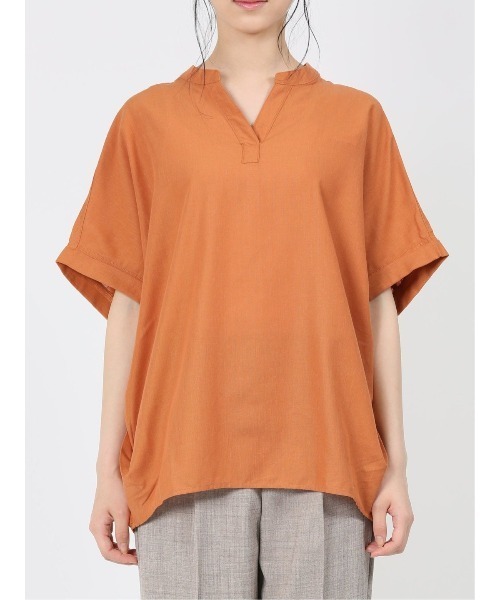 MARBLE WALTS（マーブルワルツ）の「マーブルワルツ/MARBLE WALTS リネン混 半袖シャツチュニック（シャツ/ブラウス・レディース・レンガ/イエロー系その他/ダークグリーン/ブルー・LARGE/MEDIUM）」の7枚目の写真