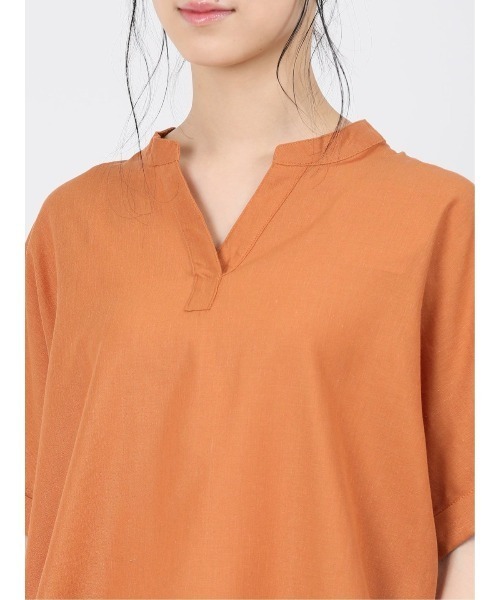 MARBLE WALTS（マーブルワルツ）の「マーブルワルツ/MARBLE WALTS リネン混 半袖シャツチュニック（シャツ/ブラウス・レディース・レンガ/イエロー系その他/ダークグリーン/ブルー・LARGE/MEDIUM）」の10枚目の写真