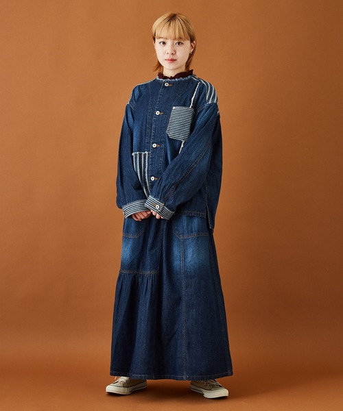 CUBE SUGAR(キューブシュガー)の「ショートスラブフライス無地長袖フリルネックインナー(Tシャツ/カットソー・レディース・ホワイト/ブラック/ダークグリーン/ブラウン/オレンジ/トップグレー・M)」の18枚目の写真