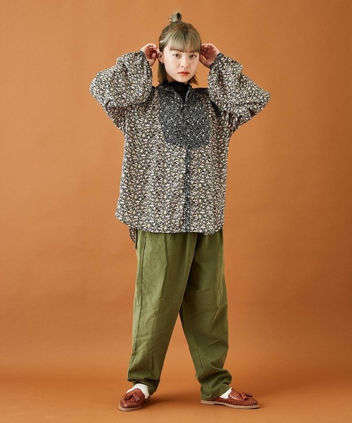 CUBE SUGAR(キューブシュガー)の「ショートスラブフライス無地長袖フリルネックインナー(Tシャツ/カットソー・レディース・ホワイト/ブラック/ダークグリーン/ブラウン/オレンジ/トップグレー・M)」の19枚目の写真