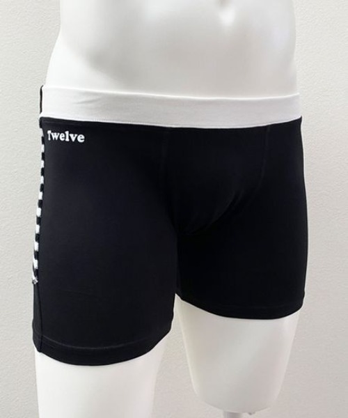 OVER THE TWELVE（オーバーザトゥウェルブ）の「OVER THE TWELVE/オーバーザトェルブ/ボーダー×ベア天竺（ボクサーパンツ・メンズ・ブラック/マスタード・L/M）」の3枚目の写真