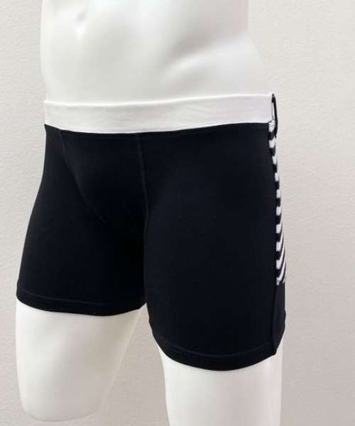 OVER THE TWELVE（オーバーザトゥウェルブ）の「OVER THE TWELVE/オーバーザトェルブ/ボーダー×ベア天竺（ボクサーパンツ・メンズ・ブラック/マスタード・L/M）」の4枚目の写真