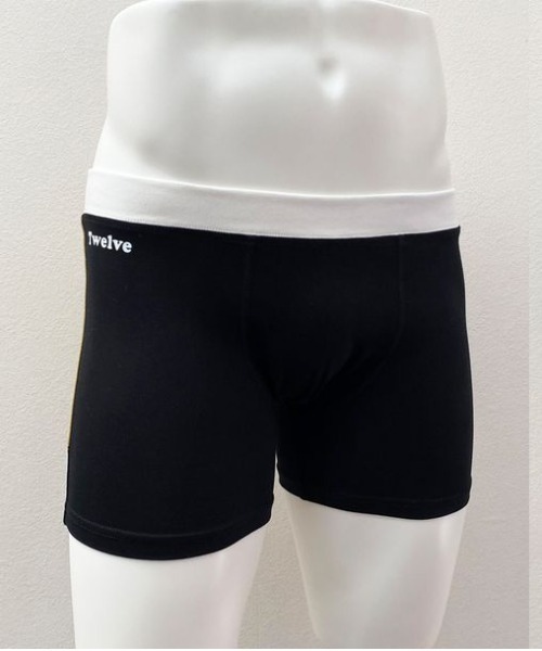 OVER THE TWELVE（オーバーザトゥウェルブ）の「OVER THE TWELVE/オーバーザトェルブ/ボーダー×ベア天竺（ボクサーパンツ・メンズ・ブラック/マスタード・L/M）」の7枚目の写真