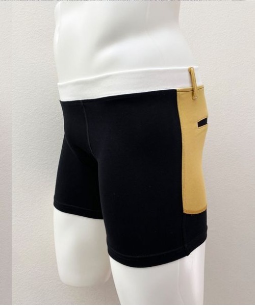 OVER THE TWELVE（オーバーザトゥウェルブ）の「OVER THE TWELVE/オーバーザトェルブ/ボーダー×ベア天竺（ボクサーパンツ・メンズ・ブラック/マスタード・L/M）」の8枚目の写真