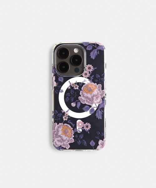 COACH（コーチ）の「IPHONE 14 PRO ケース・ムーディ フローラル プリント（スマホケース/カバー・レディース・パープル系その他・ONE）」の3枚目の写真