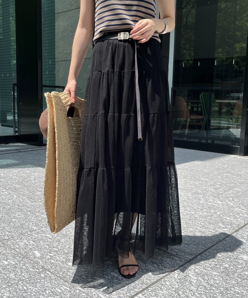 DouDou(ドゥドゥ)の「【新色追加】メッシュティアードスカート(スカート・レディース・ブラック/カーキ/オフホワイト・FREE)」の19枚目の写真