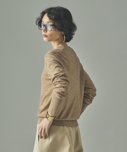 Curensology（カレンソロジー）の「Curensology(カレンソロジー)/ファインウールクルーニットプルオーバー（ニット/セーター・レディース・キャメル/グレー/ネイビー/カーキ/グレー系その他/ボルドー/ホワイト/ブラック/ベージュ/レッド/モカ・FREE）」の14枚目の写真