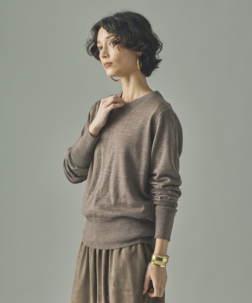 Curensology（カレンソロジー）の「Curensology(カレンソロジー)/ファインウールクルーニットプルオーバー（ニット/セーター・レディース・キャメル/グレー/ネイビー/カーキ/グレー系その他/ボルドー/ホワイト/ブラック/ベージュ/レッド/モカ・FREE）」の19枚目の写真