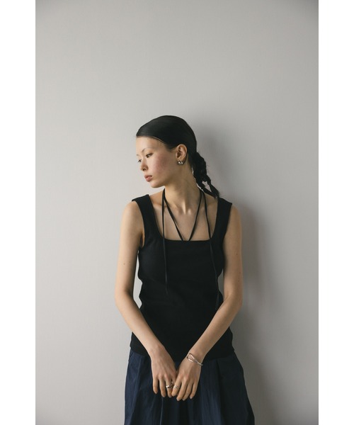 STYLEMIXER（スタイルミキサー）の「カップ付きストリングスクエアタンク（タンクトップ・レディース・ブラック/ブラウン/ベージュ・SMALL/MEDIUM）」の4枚目の写真
