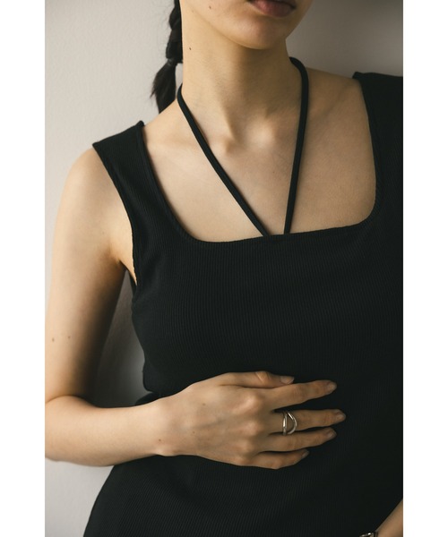 STYLEMIXER（スタイルミキサー）の「カップ付きストリングスクエアタンク（タンクトップ・レディース・ブラック/ブラウン/ベージュ・SMALL/MEDIUM）」の8枚目の写真