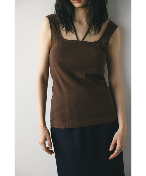 STYLEMIXER（スタイルミキサー）の「カップ付きストリングスクエアタンク（タンクトップ・レディース・ブラック/ブラウン/ベージュ・SMALL/MEDIUM）」の15枚目の写真