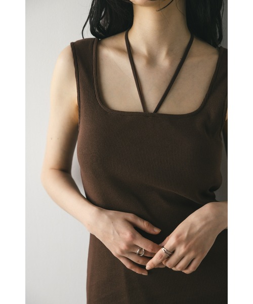 STYLEMIXER（スタイルミキサー）の「カップ付きストリングスクエアタンク（タンクトップ・レディース・ブラック/ブラウン/ベージュ・SMALL/MEDIUM）」の16枚目の写真