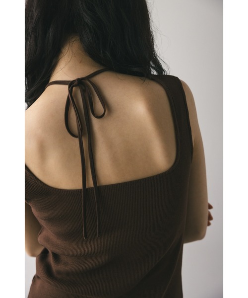 STYLEMIXER（スタイルミキサー）の「カップ付きストリングスクエアタンク（タンクトップ・レディース・ブラック/ブラウン/ベージュ・SMALL/MEDIUM）」の18枚目の写真