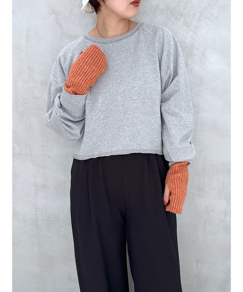 LEPSIM(レプシィム)の「ラグランショートプルオーバー 908527(Tシャツ/カットソー・レディース・グレー/ライトグリーン/ブラック/オフホワイト・FREE)」の3枚目の写真