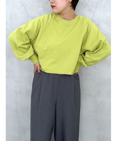 LEPSIM(レプシィム)の「ラグランショートプルオーバー 908527(Tシャツ/カットソー・レディース・グレー/ライトグリーン/ブラック/オフホワイト・FREE)」の4枚目の写真