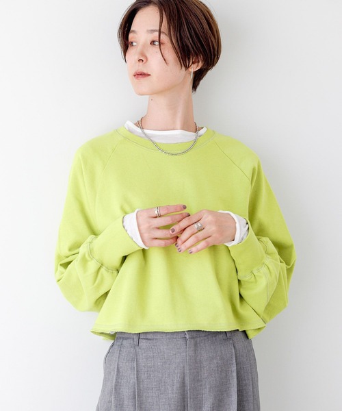 LEPSIM(レプシィム)の「ラグランショートプルオーバー 908527(Tシャツ/カットソー・レディース・グレー/ライトグリーン/ブラック/オフホワイト・FREE)」の5枚目の写真