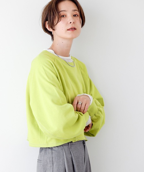 LEPSIM(レプシィム)の「ラグランショートプルオーバー 908527(Tシャツ/カットソー・レディース・グレー/ライトグリーン/ブラック/オフホワイト・FREE)」の6枚目の写真