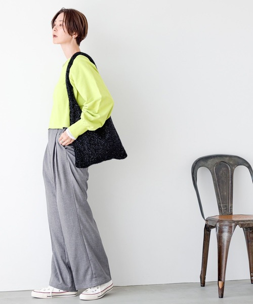 LEPSIM(レプシィム)の「ラグランショートプルオーバー 908527(Tシャツ/カットソー・レディース・グレー/ライトグリーン/ブラック/オフホワイト・FREE)」の8枚目の写真