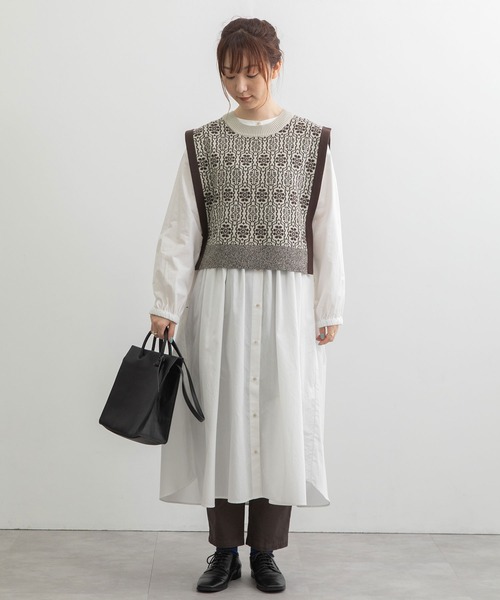 POU DOU DOU(プードゥドゥ)の「ジャガードニットベスト(ベスト・レディース・ダークブラウン/ダークグレー・3)」の18枚目の写真