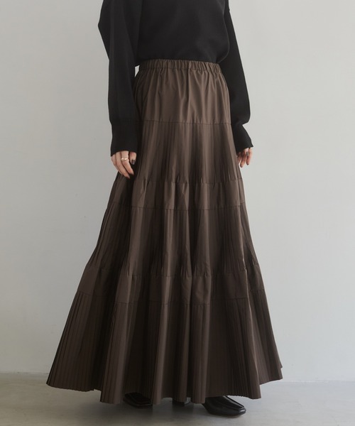 未使用品　ルーニィ♥【現行品】プリーツティアードスカート　ブラウン　38 新品未使用品 ルーニィ今季【現行品】プリーツティアード