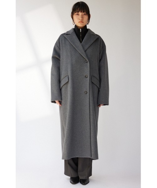 crie conforto（クリーコンフォルト）の「ピークドダブルロングコート（チェスターコート・レディース・ベージュ/ネイビー/ブラウン/グレー・FREE）」の8枚目の写真