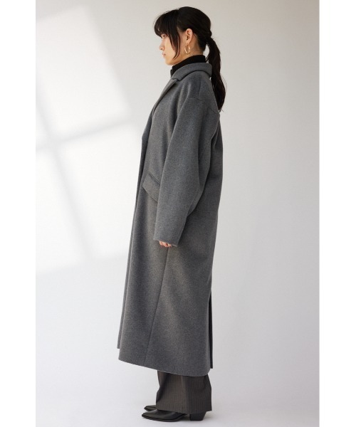 crie conforto（クリーコンフォルト）の「ピークドダブルロングコート（チェスターコート・レディース・ベージュ/ネイビー/ブラウン/グレー・FREE）」の9枚目の写真