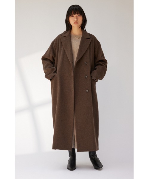 crie conforto（クリーコンフォルト）の「ピークドダブルロングコート（チェスターコート・レディース・ベージュ/ネイビー/ブラウン/グレー・FREE）」の16枚目の写真