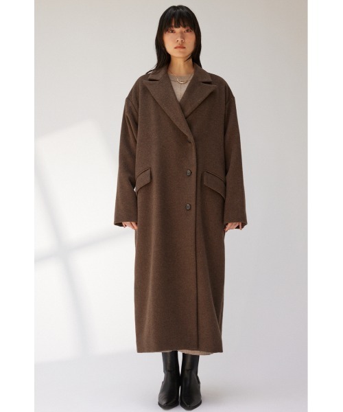 crie conforto（クリーコンフォルト）の「ピークドダブルロングコート（チェスターコート・レディース・ベージュ/ネイビー/ブラウン/グレー・FREE）」の18枚目の写真