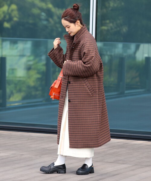 Ray BEAMS（レイビームス）の「Ray BEAMS / チェック スタンドカラー コート（その他アウター・レディース・シルバー/ダークブラウン・0/1）」の17枚目の写真