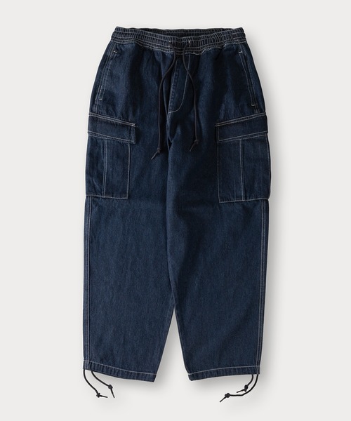 SlashDate（スラッシュデイト）の「【0】ワイドシルエットデニムイージーカーゴパンツ/ワイドテーパード/ケミカルウォッシュ（カーゴパンツ・メンズ・ケミカルウォッシュ/ブラック系その他/ワンウォッシュ/ライトインディゴブルー/ブラック・M/L/XL）」の14枚目の写真