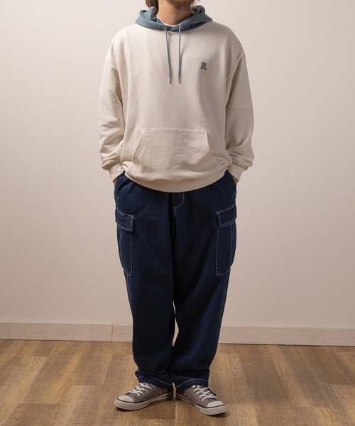 SlashDate（スラッシュデイト）の「【0】ワイドシルエットデニムイージーカーゴパンツ/ワイドテーパード/ケミカルウォッシュ（カーゴパンツ・メンズ・ケミカルウォッシュ/ブラック系その他/ワンウォッシュ/ライトインディゴブルー/ブラック・M/L/XL）」の12枚目の写真