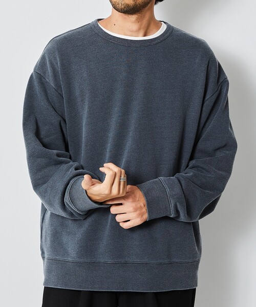 Firsthand（ファーストハンド）の「Firsthand/ファーストハンド ビッグシルエットピグメントクルーネックスウェット（スウェット・メンズ・ネイビー/オフホワイト/ブラック・L/M）」の18枚目の写真