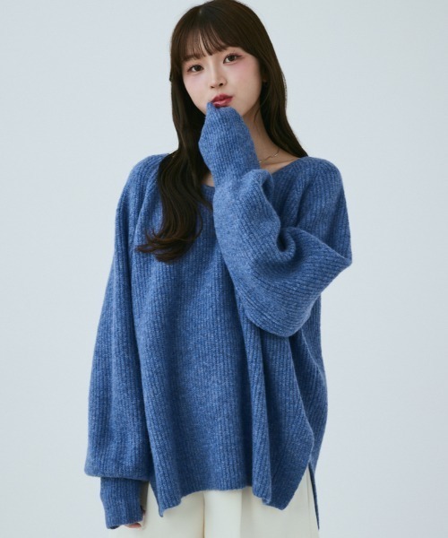 MIEL CRISHUNANT（ミエルクリシュナ）の「前後2WAYプルオーバーニット（ニット/セーター・レディース・ブラック/ピンク/ブルー・FREE）」の3枚目の写真