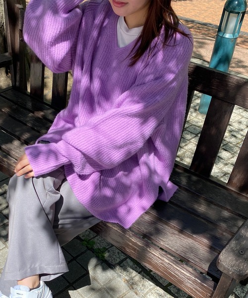 MIEL CRISHUNANT（ミエルクリシュナ）の「前後2WAYプルオーバーニット（ニット/セーター・レディース・ブラック/ピンク/ブルー・FREE）」の6枚目の写真