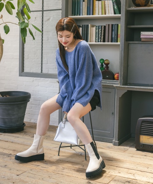 MIEL CRISHUNANT（ミエルクリシュナ）の「前後2WAYプルオーバーニット（ニット/セーター・レディース・ブラック/ピンク/ブルー・FREE）」の9枚目の写真