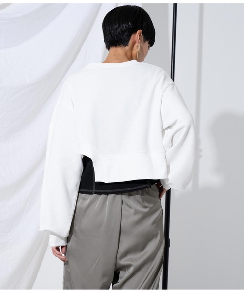 Settimissimo（セッティミッシモ）の「裏毛カットアウトショートプルオーバー（スウェット・レディース・ブラック/オフホワイト・FREE）」の7枚目の写真